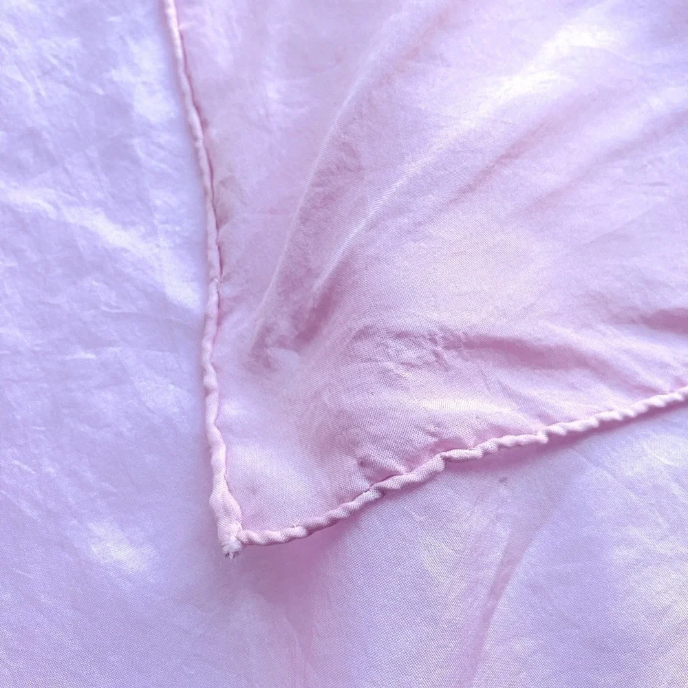 Silk Scarf Powder Pink 33.5” Square Hand Rolled Edge